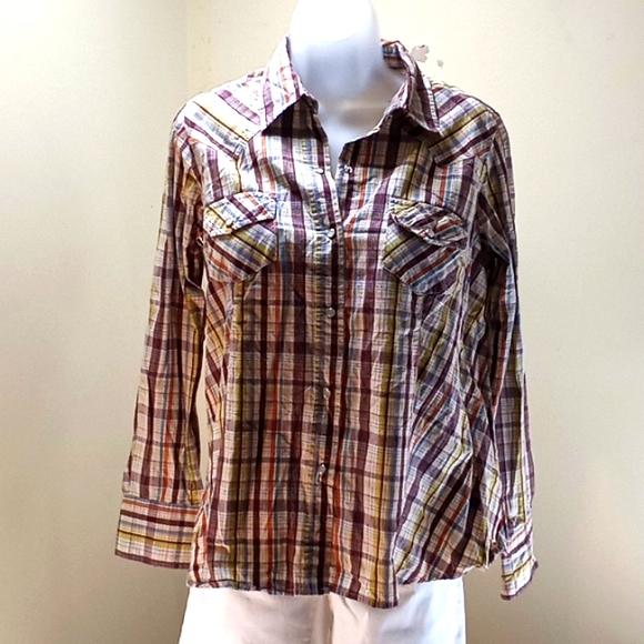 Flannel look button up pearl snap shirt sz. - Picture 1 of 7
